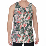 Blossom Tropical Leaves Pattern Print Men's Velvet Tank Top