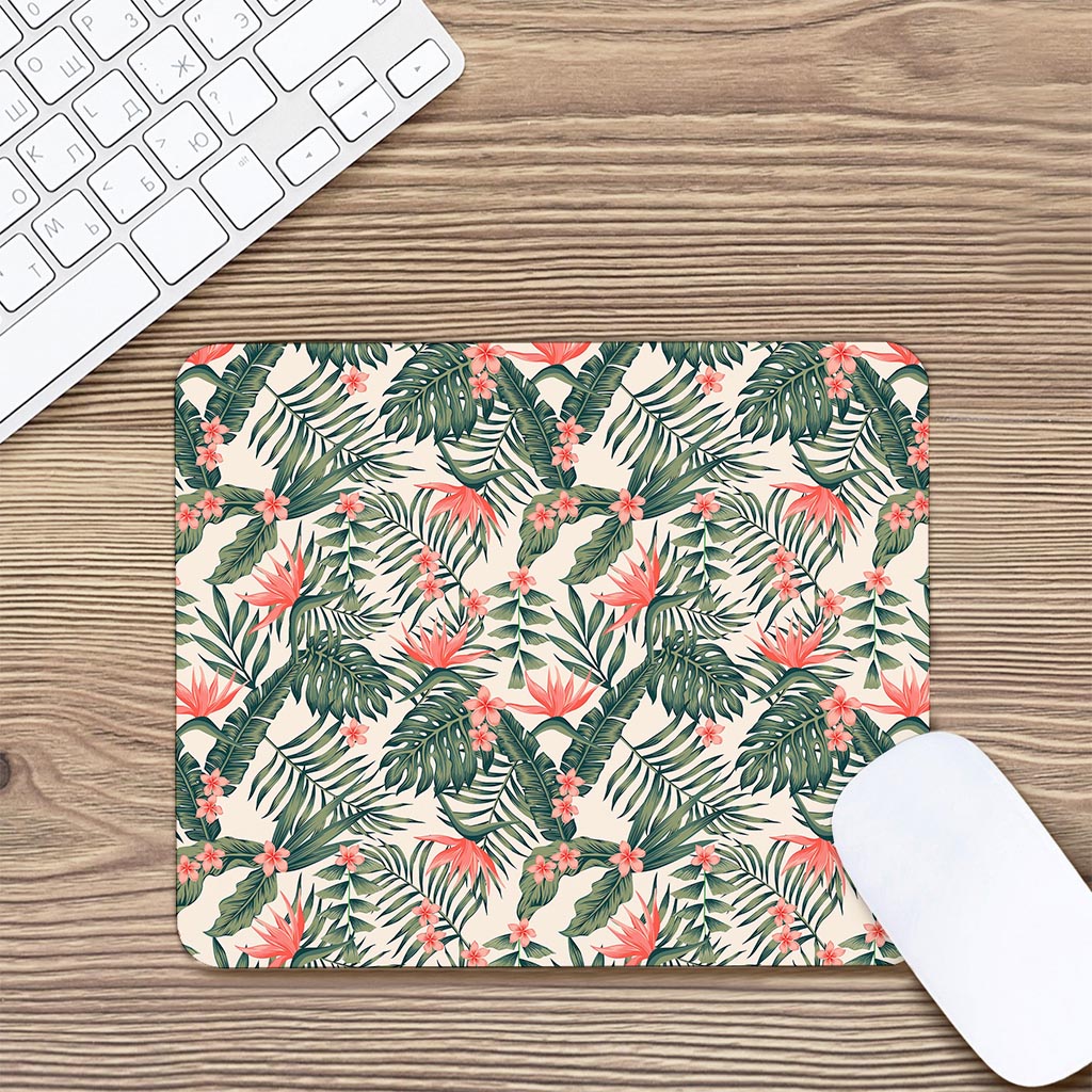 Blossom Tropical Leaves Pattern Print Mouse Pad