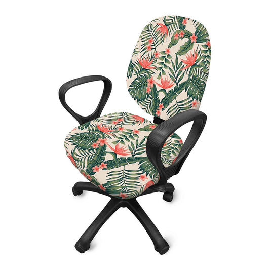 Blossom Tropical Leaves Pattern Print Office Chair Cover
