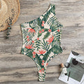 Blossom Tropical Leaves Pattern Print One Shoulder Bodysuit