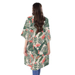 Blossom Tropical Leaves Pattern Print Open Front Beach Cover Up