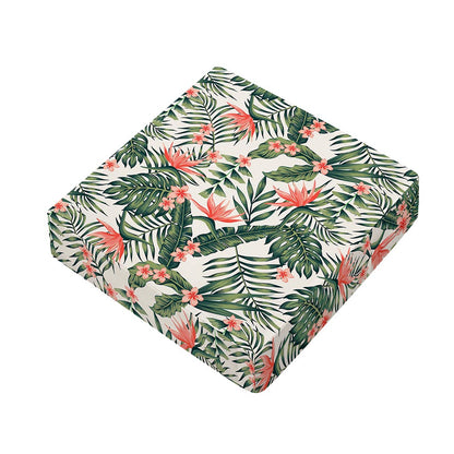 Blossom Tropical Leaves Pattern Print Outdoor Seat Cushion Cover