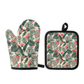 Blossom Tropical Leaves Pattern Print Oven Mitt And Pot Holder Set
