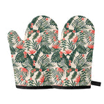 Blossom Tropical Leaves Pattern Print Oven Mitts