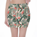 Blossom Tropical Leaves Pattern Print Pencil Mini Skirt