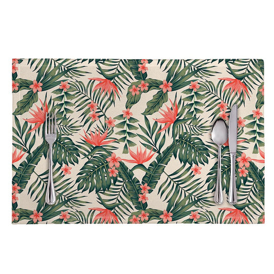 Blossom Tropical Leaves Pattern Print Placemat