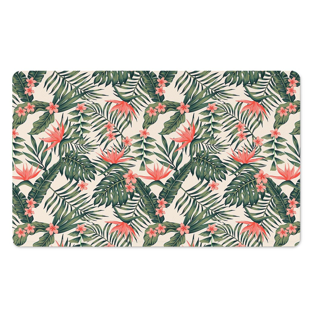 Blossom Tropical Leaves Pattern Print Polyester Doormat