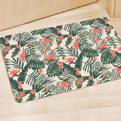 Blossom Tropical Leaves Pattern Print Polyester Doormat