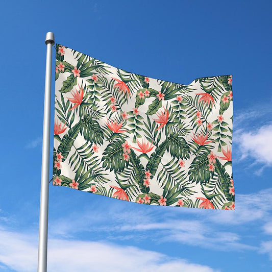 Blossom Tropical Leaves Pattern Print Polyester Flag