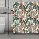 Blossom Tropical Leaves Pattern Print Polyester Shower Curtain