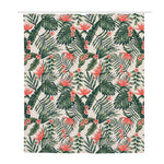 Blossom Tropical Leaves Pattern Print Polyester Shower Curtain