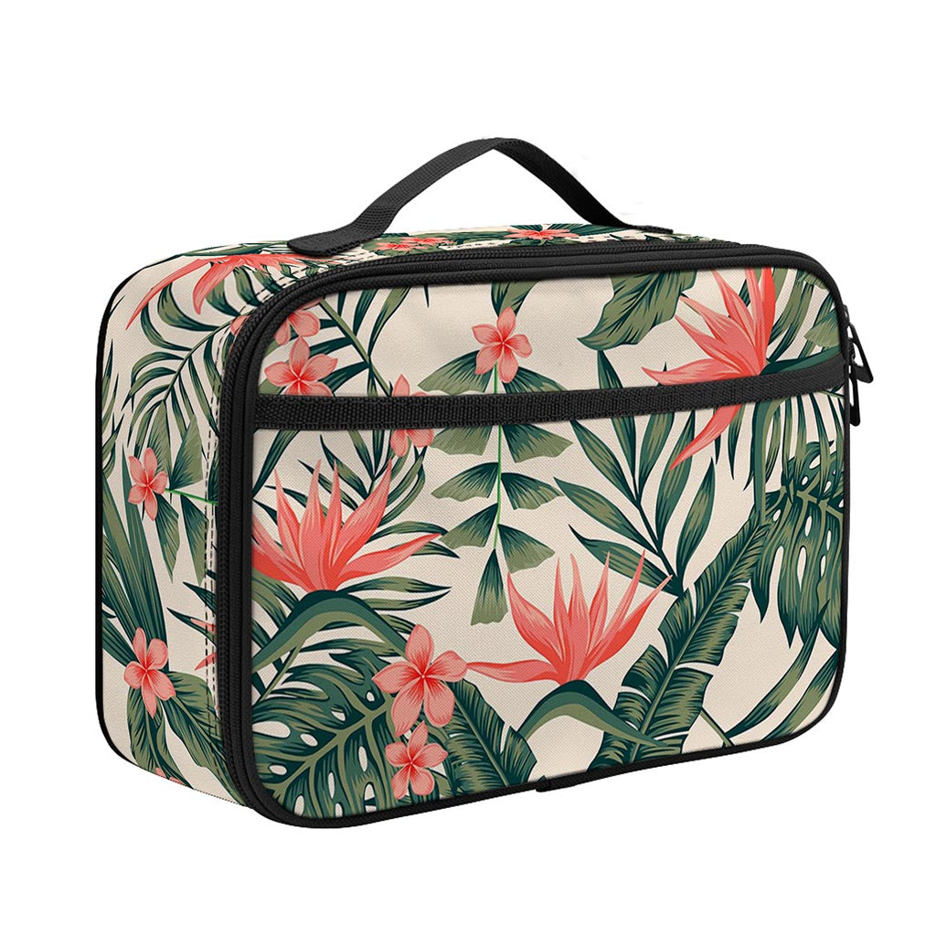 Blossom Tropical Leaves Pattern Print Portable Lunch Bag