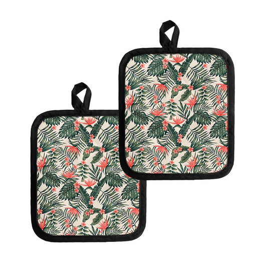 Blossom Tropical Leaves Pattern Print Pot Holders