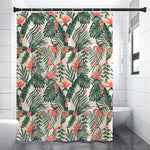 Blossom Tropical Leaves Pattern Print Premium Shower Curtain