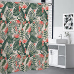 Blossom Tropical Leaves Pattern Print Premium Shower Curtain