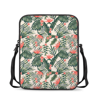 Blossom Tropical Leaves Pattern Print Rectangular Crossbody Bag