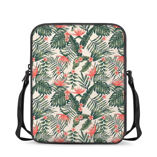 Blossom Tropical Leaves Pattern Print Rectangular Crossbody Bag