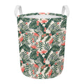 Blossom Tropical Leaves Pattern Print Round Laundry Basket