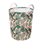 Blossom Tropical Leaves Pattern Print Round Laundry Basket
