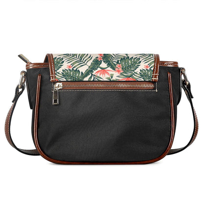Blossom Tropical Leaves Pattern Print Saddle Bag