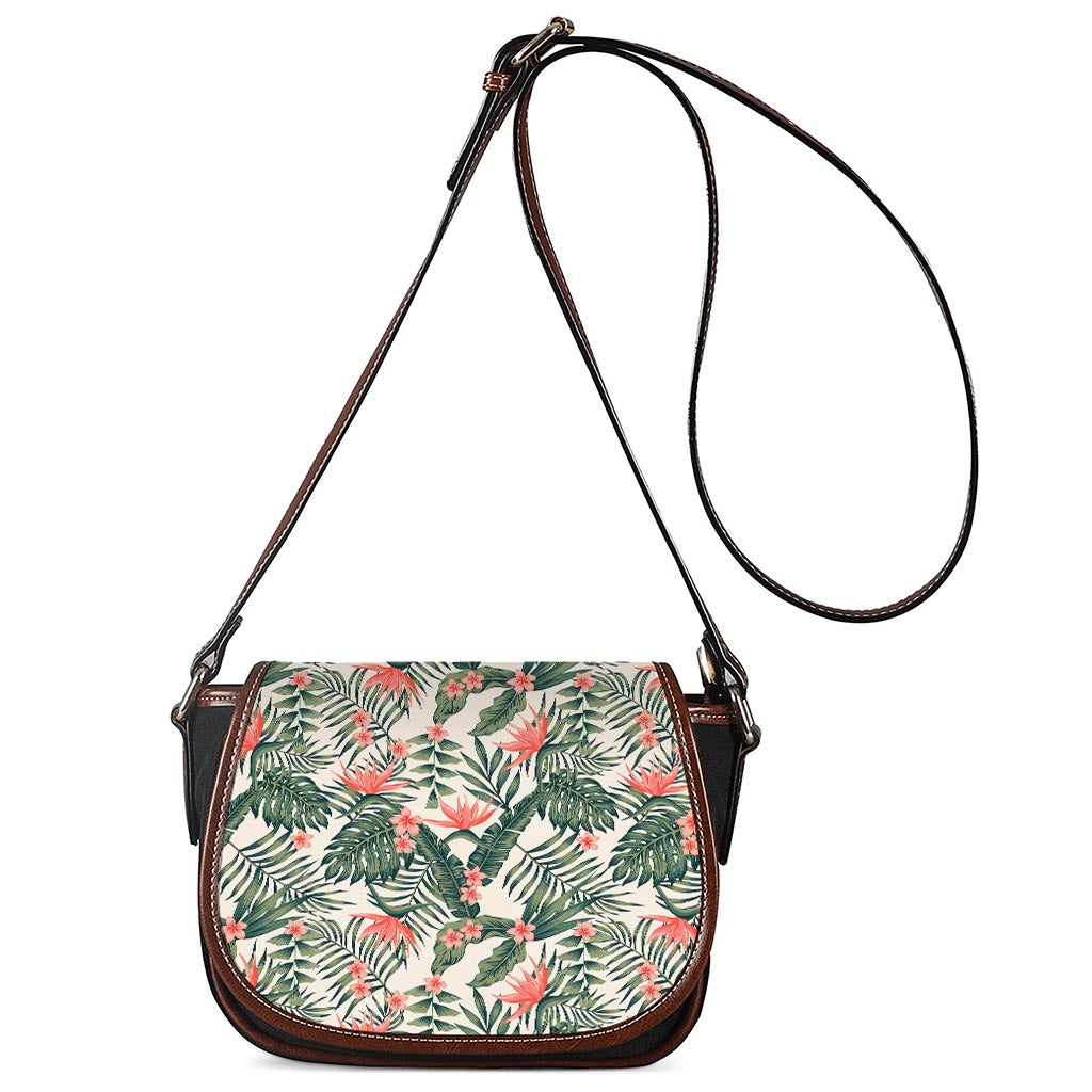 Blossom Tropical Leaves Pattern Print Saddle Bag