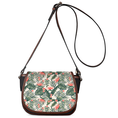 Blossom Tropical Leaves Pattern Print Saddle Bag