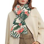 Blossom Tropical Leaves Pattern Print Scarf