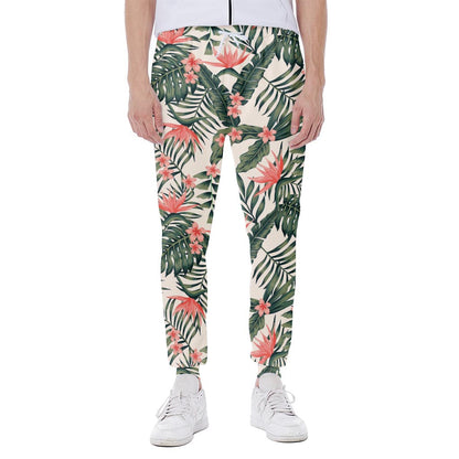 Blossom Tropical Leaves Pattern Print Scuba Joggers