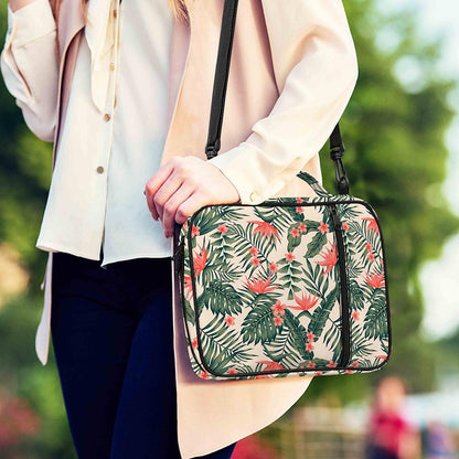 Blossom Tropical Leaves Pattern Print Shoulder Strap Bible Bag