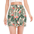 Blossom Tropical Leaves Pattern Print Side Slit Mini Skirt