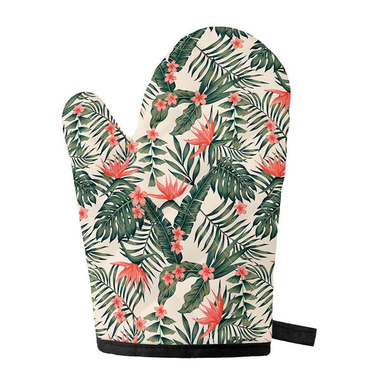 Blossom Tropical Leaves Pattern Print Single Oven Mitt