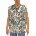 Blossom Tropical Leaves Pattern Print Sleeveless Baseball Jersey