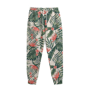 Blossom Tropical Leaves Pattern Print Sweatpants