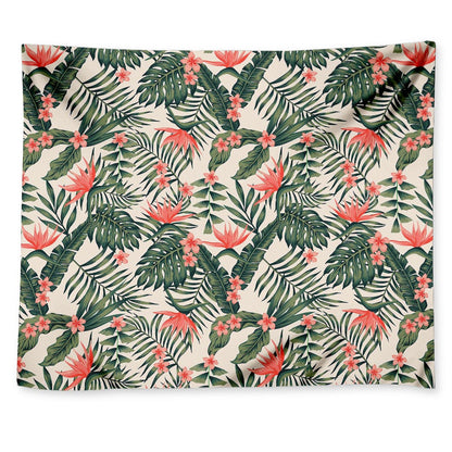 Blossom Tropical Leaves Pattern Print Tapestry