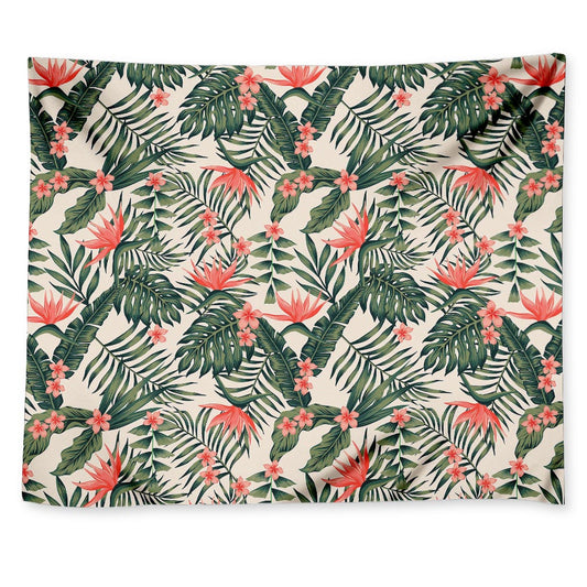 Blossom Tropical Leaves Pattern Print Tapestry