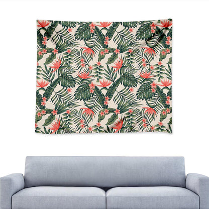 Blossom Tropical Leaves Pattern Print Tapestry