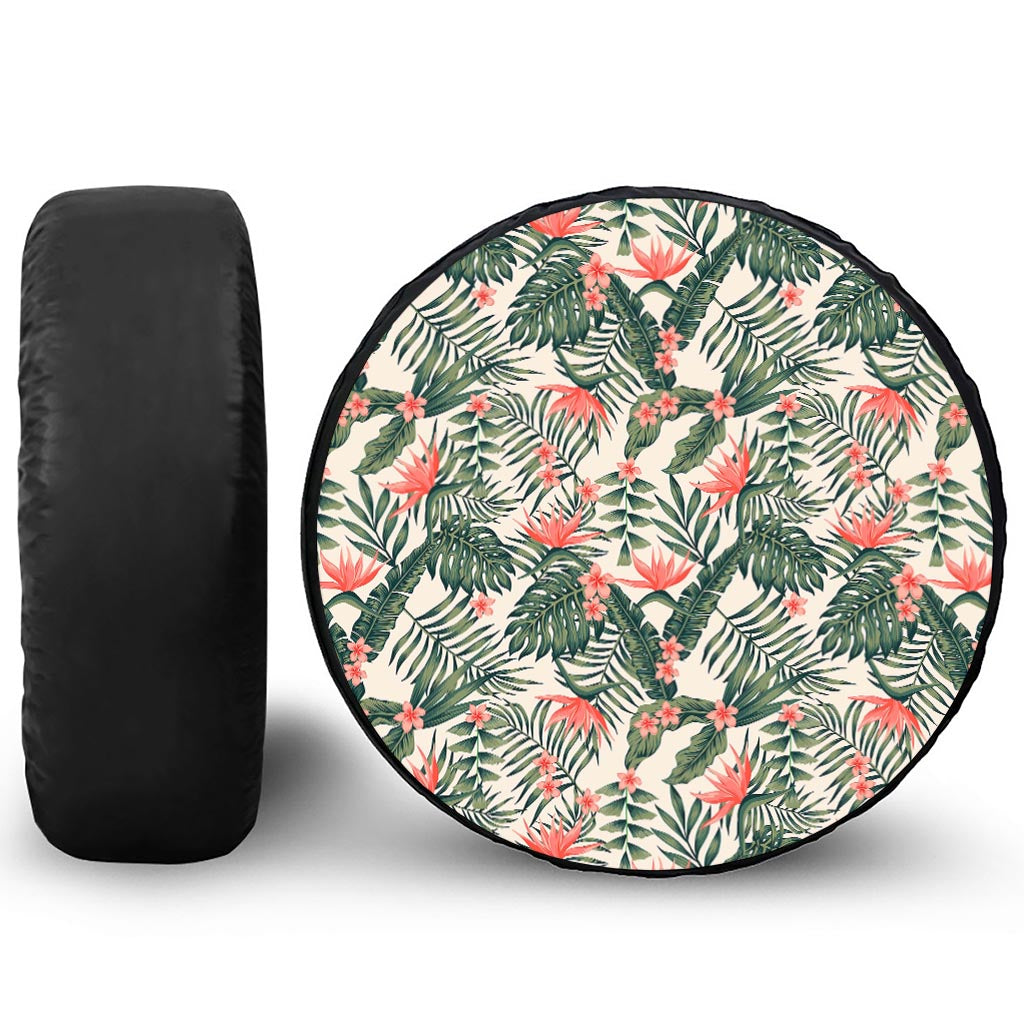 Blossom Tropical Leaves Pattern Print Tire Cover