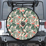 Blossom Tropical Leaves Pattern Print Tire Cover With Camera Hole