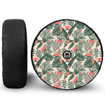 Blossom Tropical Leaves Pattern Print Tire Cover With Camera Hole