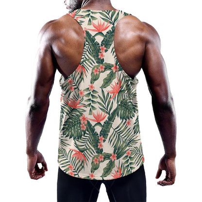 Blossom Tropical Leaves Pattern Print Training Tank Top