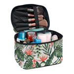Blossom Tropical Leaves Pattern Print Travel Makeup Bag