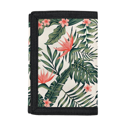 Blossom Tropical Leaves Pattern Print Trifold Wallet