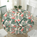 Blossom Tropical Leaves Pattern Print Waterproof Round Tablecloth