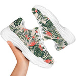 Blossom Tropical Leaves Pattern Print White Chunky Shoes