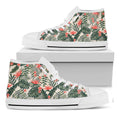Blossom Tropical Leaves Pattern Print White High Top Sneakers