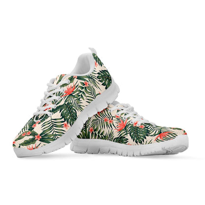 Blossom Tropical Leaves Pattern Print White Running Shoes