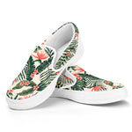 Blossom Tropical Leaves Pattern Print White Slip On Sneakers