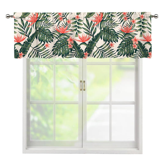Blossom Tropical Leaves Pattern Print Window Valance