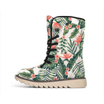 Blossom Tropical Leaves Pattern Print Winter Boots