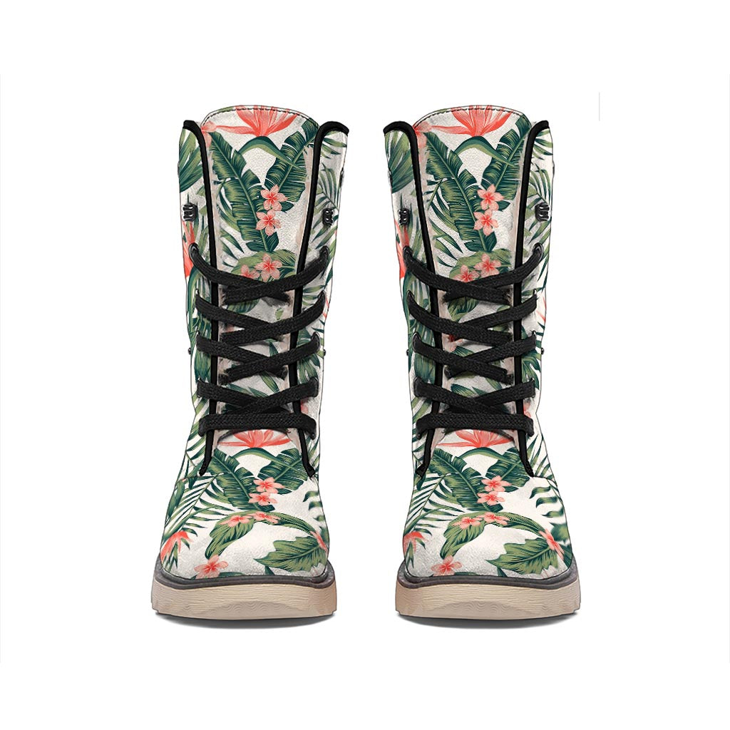 Blossom Tropical Leaves Pattern Print Winter Boots